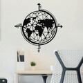 Decoratiune de perete, World Map, metal, 49 x 50 cm, negru
