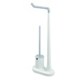 Suport hartie igienica si perie de toaleta Cade, iDesign, 23x13.5x64 cm, alb/gri