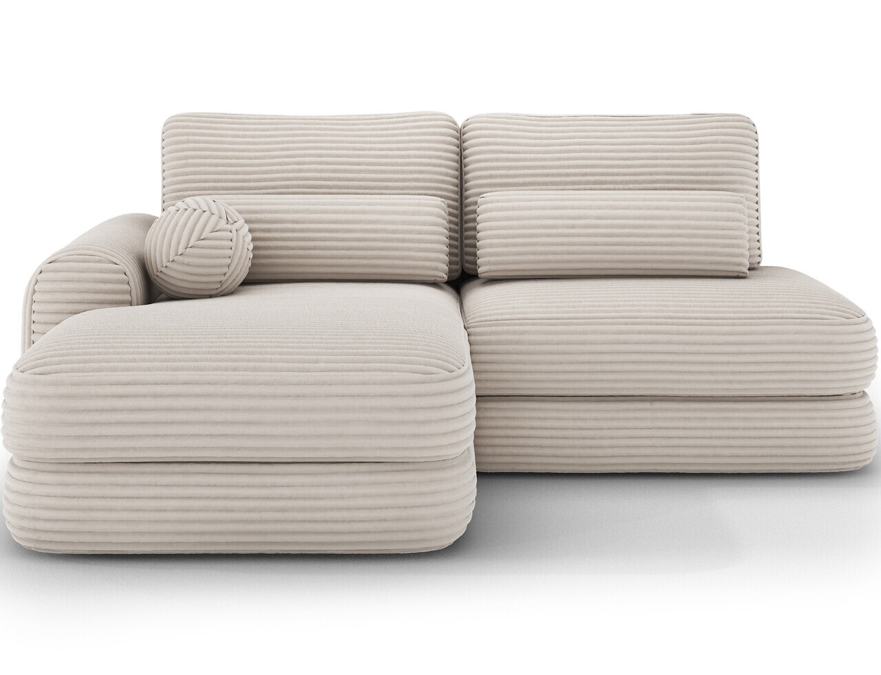 Coltar extensibil stanga 3 locuri ELTAP, Ripeli, 217x175x96 cm, lemn/catifea din poliester, alb — imaginea 4