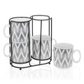 Set 4 cani cu suport Cierra, Versa, Ø10.5x8 cm, portelan, gri