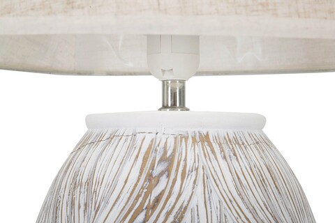 Lampa de masa, Atene, Mauro Ferretti, 1 x E27, 40W, Ø38 x 67 cm, polirasina/fier/textil, alb antic/maro