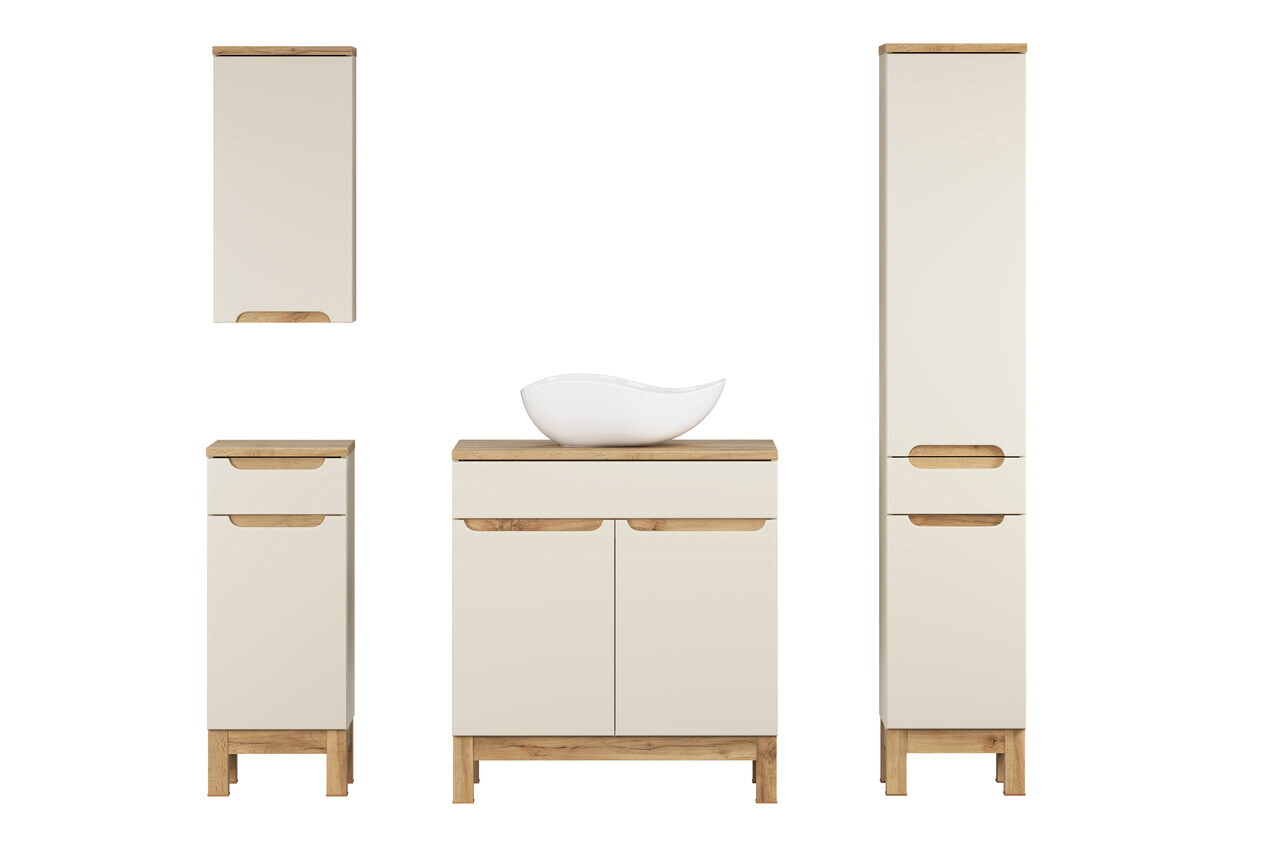 Set mobilier baie Bali Cashmere Wotan 80 cm HC LC, dulapuri, masca cu lavoar si cabinet cu oglinda, Comad, MDF/PAL, casmir - view 3