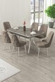 Set masa extensibila si scaune (7 piese), Hanah Home, Nis, Antracit / Crom / Cappuccino
