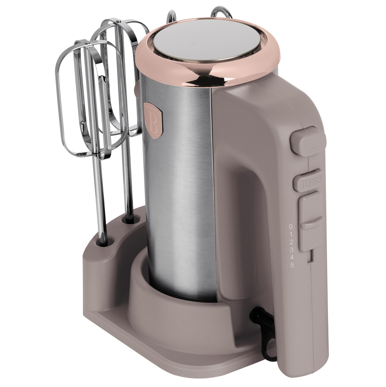Mixer de mana cu suport Berlinger Haus, Taupe, 300W, plastic/inox, taupe mat - imagine 2