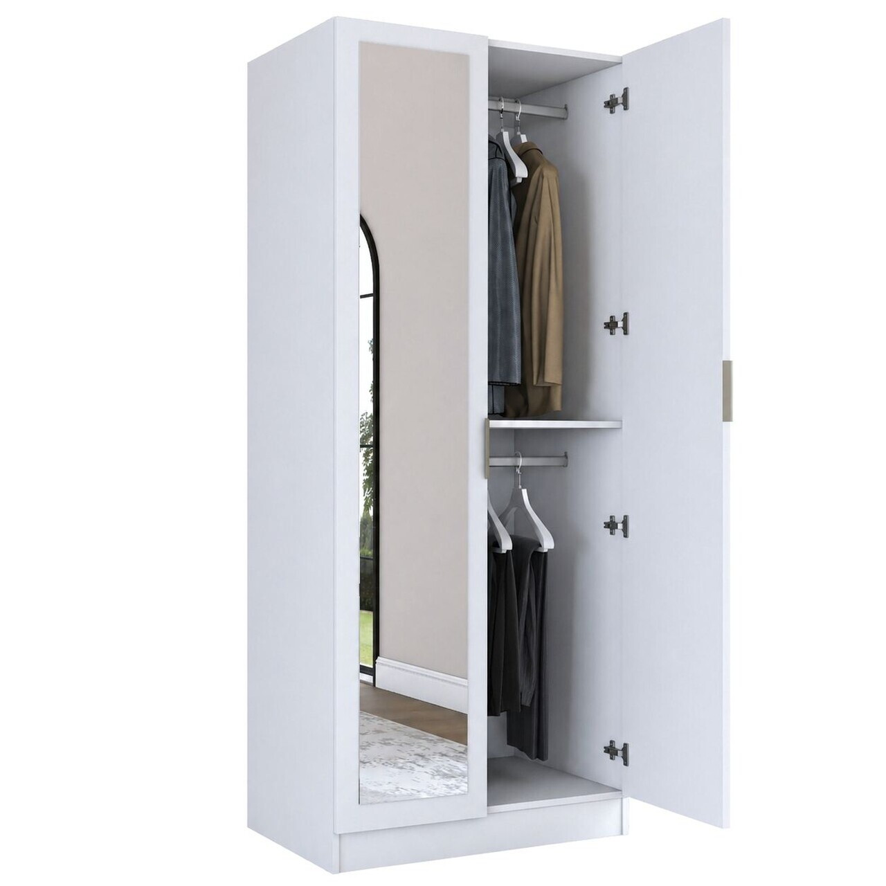 Dulap pentru haine, Hanah Home, BA230, 90x210x57.5 cm, PAL melaminat, Alb - view 9