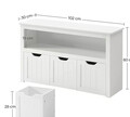 Bancheta cu spatii de depozitare cu roti, Vasagle, 102x30x60 cm, MDF, alb