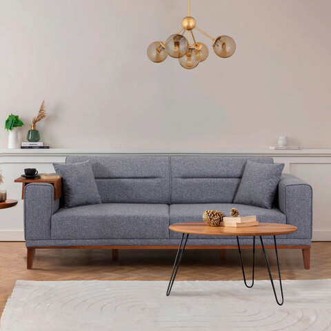 Canapea extensibila cu 3 locuri, unique design, 867unq1366, lemn de carpen, gri inchis