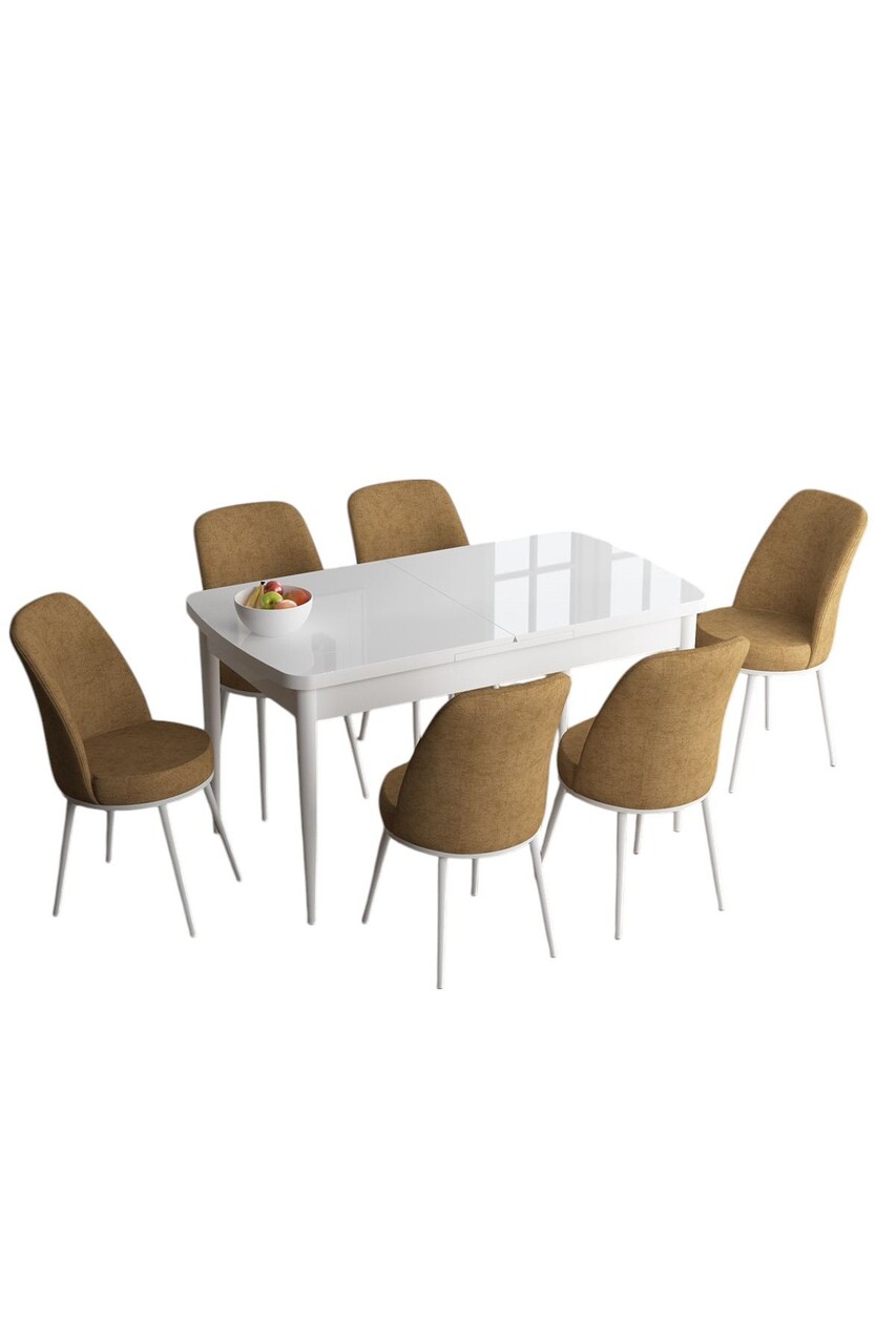 Set masa extensibila si scaune, Hanah Home, Han, Alb / Cappuccino - view 2