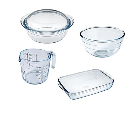 Set 4 vase termorezistente glassware range, ocuisine, 2 l / 2.1 l / 2.6 l/ 0.5 l, sticla