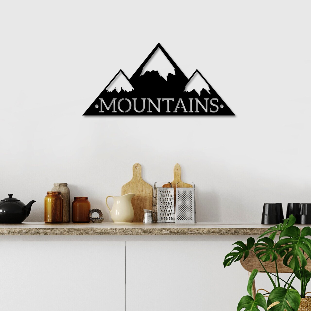 Decoratiune de perete, Mountains, Dimensiune: 62 x 30 cm , Negru — imaginea 3