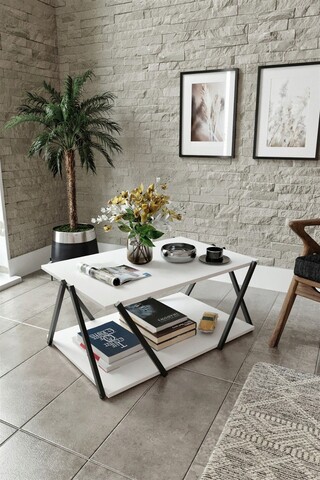 Masuta de cafea, Gauge Concept, Kasva, mdf/pvc, 90 x 60 x 40 cm, alb/negru alb/negru imagine noua 2022