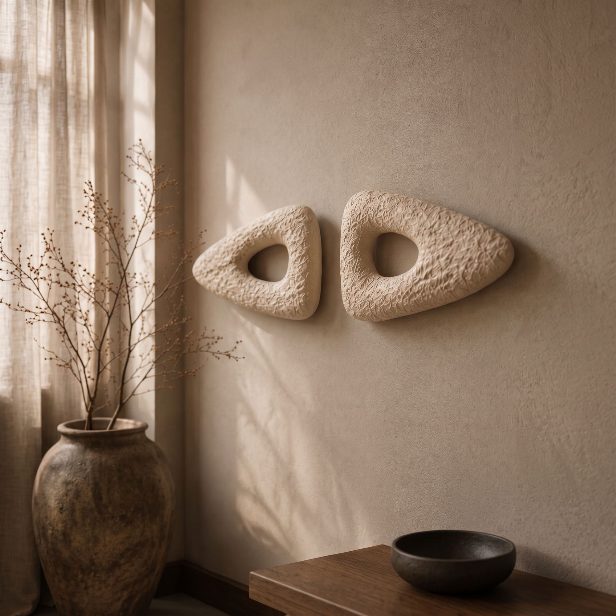 Set de accesorii decorative pentru perete, Myk3087, BETON CARBON, Dimensiune: 19 x 23 cm (2 bucăți), Aproape alb