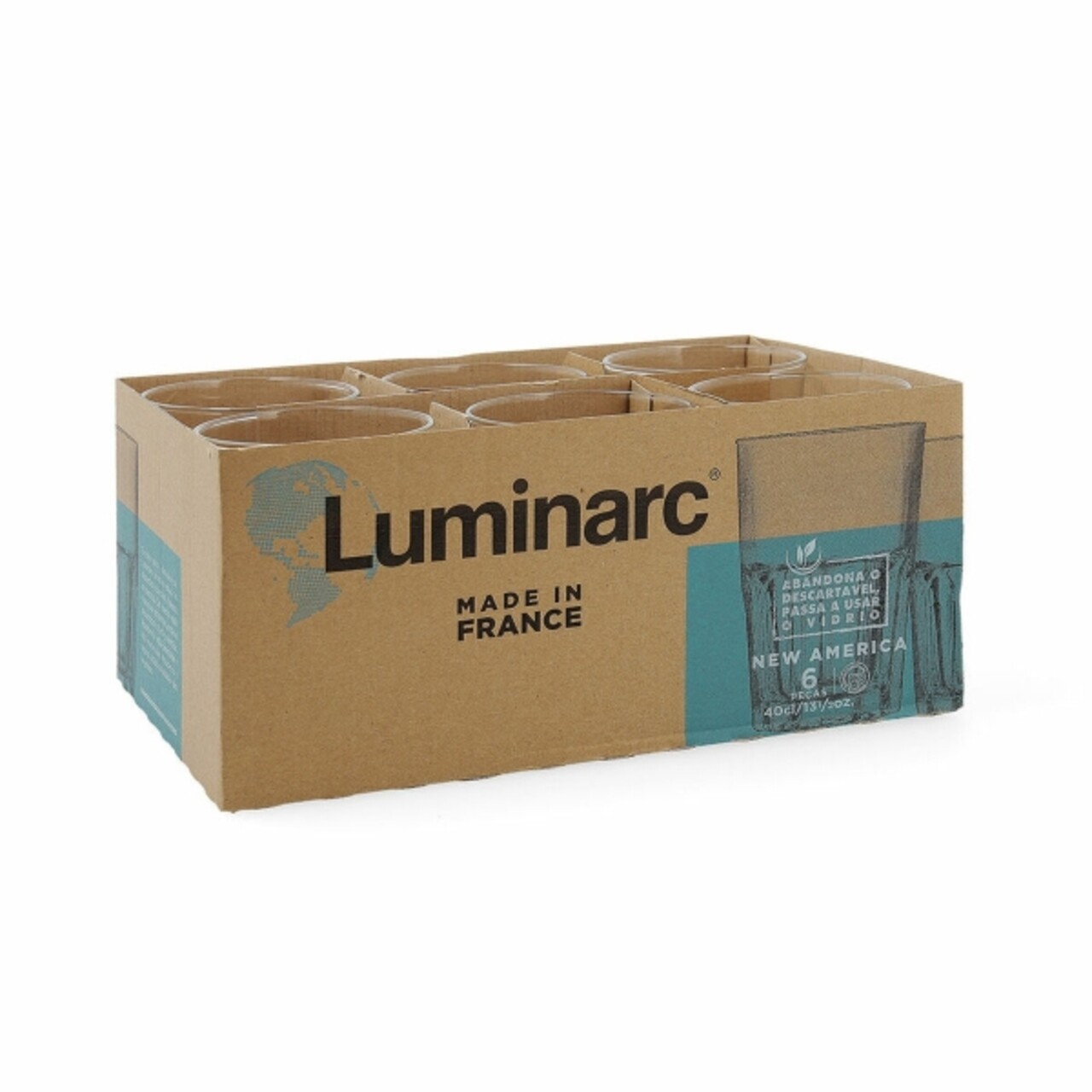 Set 6 pahare, Luminarc, New America, 400 ml, sticla, transparent