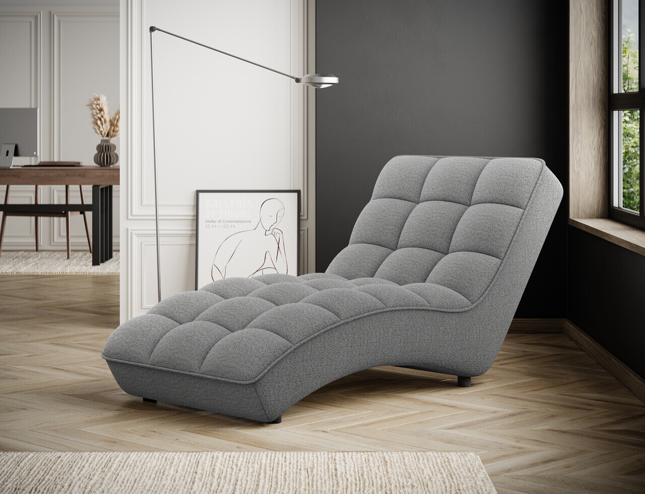 Sezlong living ELTAP, LOR-04ROY, Loren, 170x85x85 cm, poliester, gri deschis - view 2