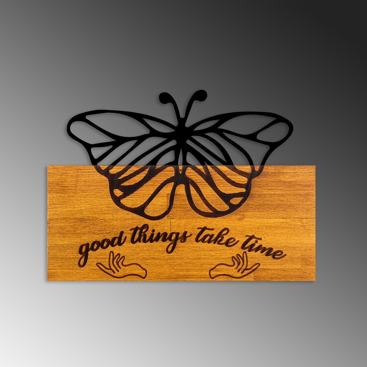Decoratiune de perete, Butterfly 5, Lățime: 58 cm Înălțime: 42 cm Adâncime: 3 cm, Nuc / Negru — imaginea 6
