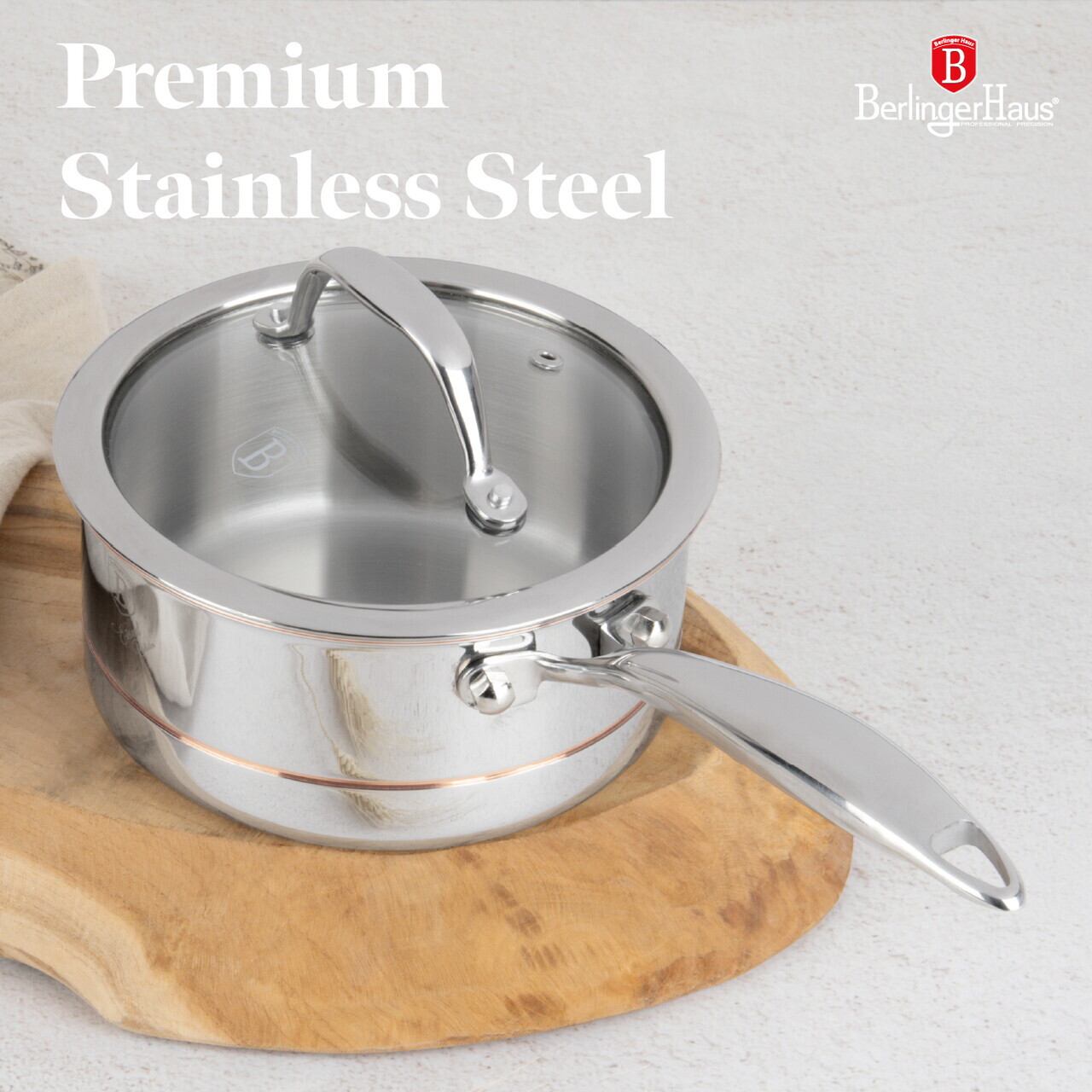 Cratita cu capac Berlinger Haus, Copper Touch, 16 cm, inox, argintiu - imagine 13