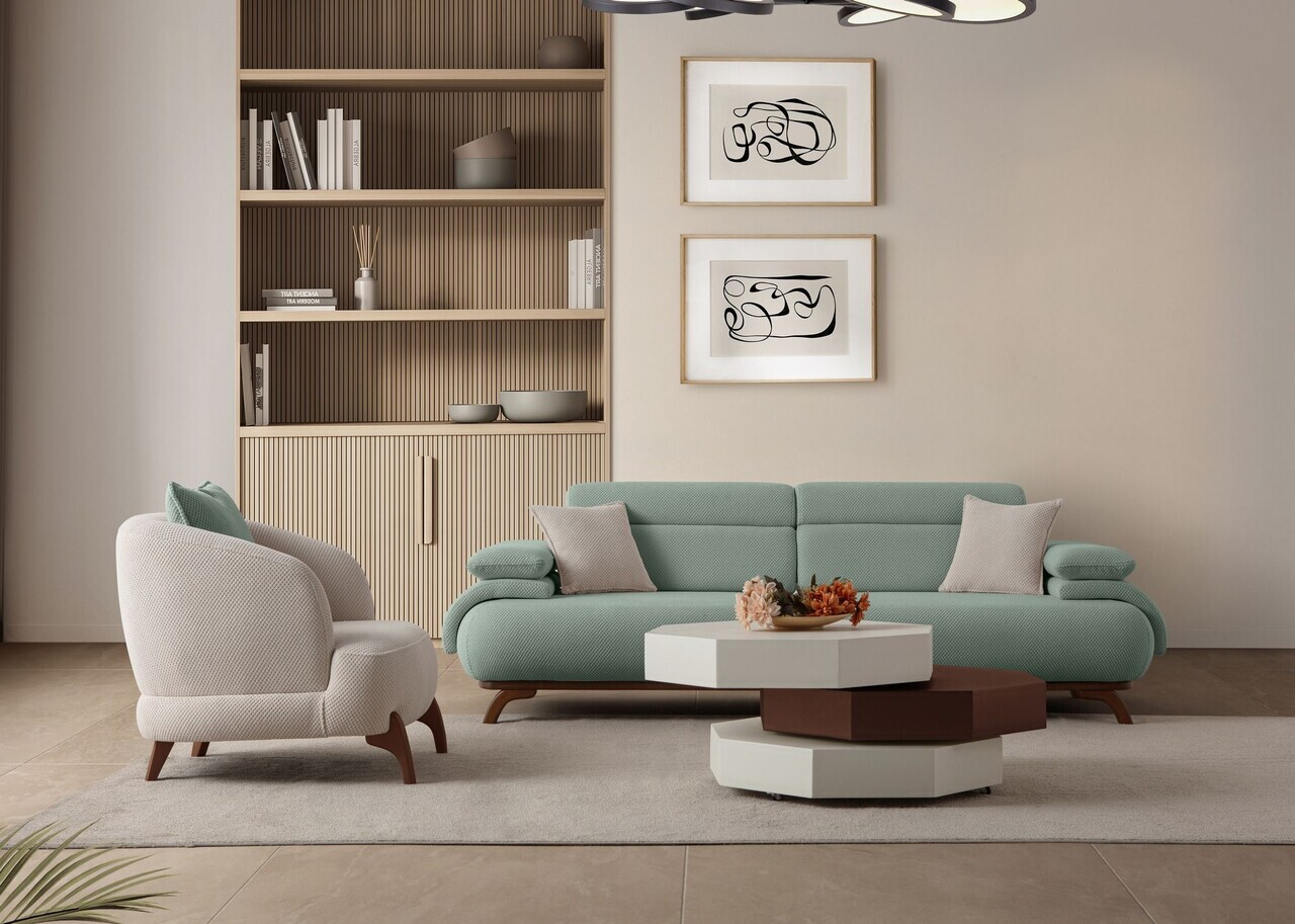 Canapea 3 locuri, Atelier del Sofa, 752EST1150, Lemn de carpen/PAL melaminat, Verde - view 5