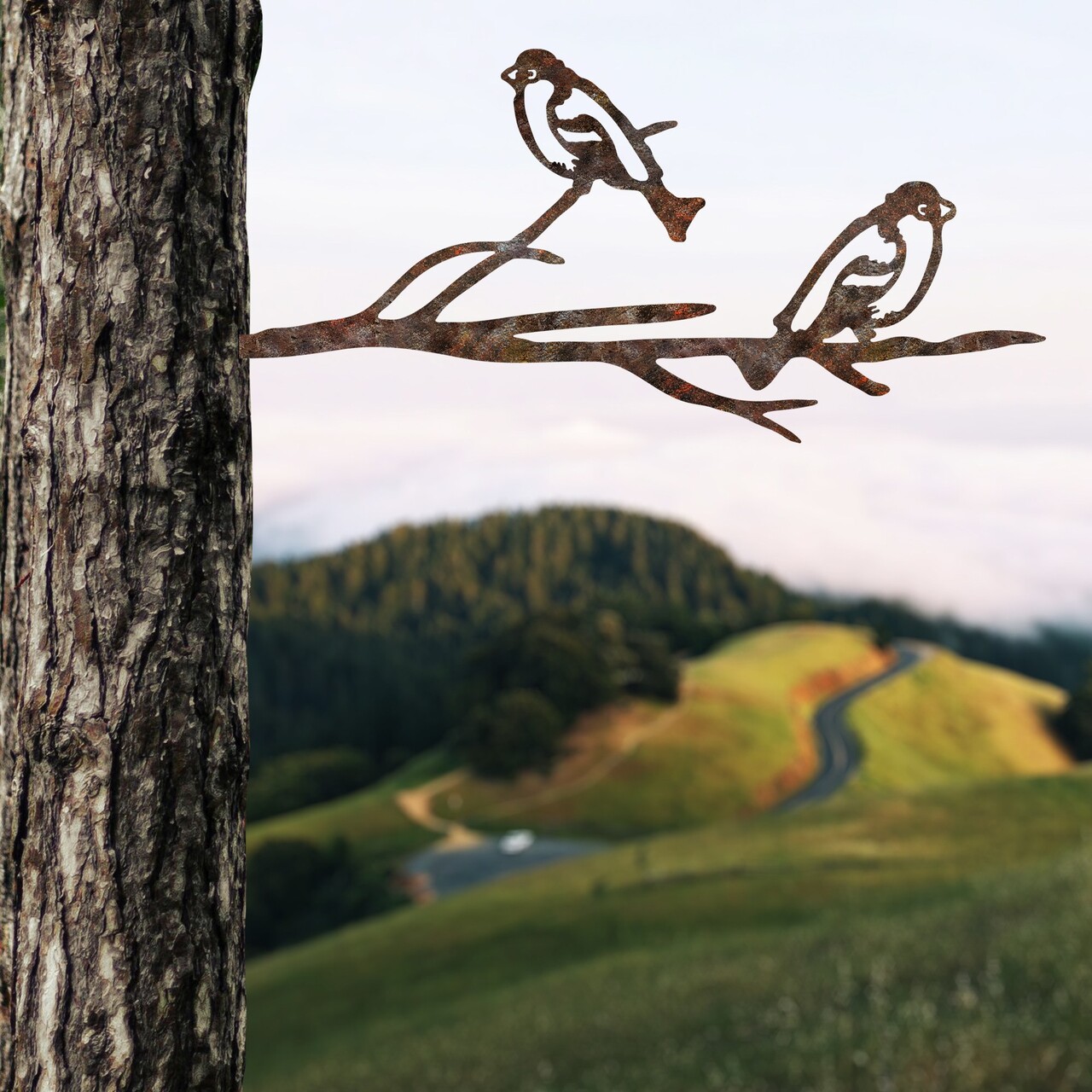 Obiect decorativ de grădină, Bird On The Branch 08, 45x20 cm, Maro - imagine 2