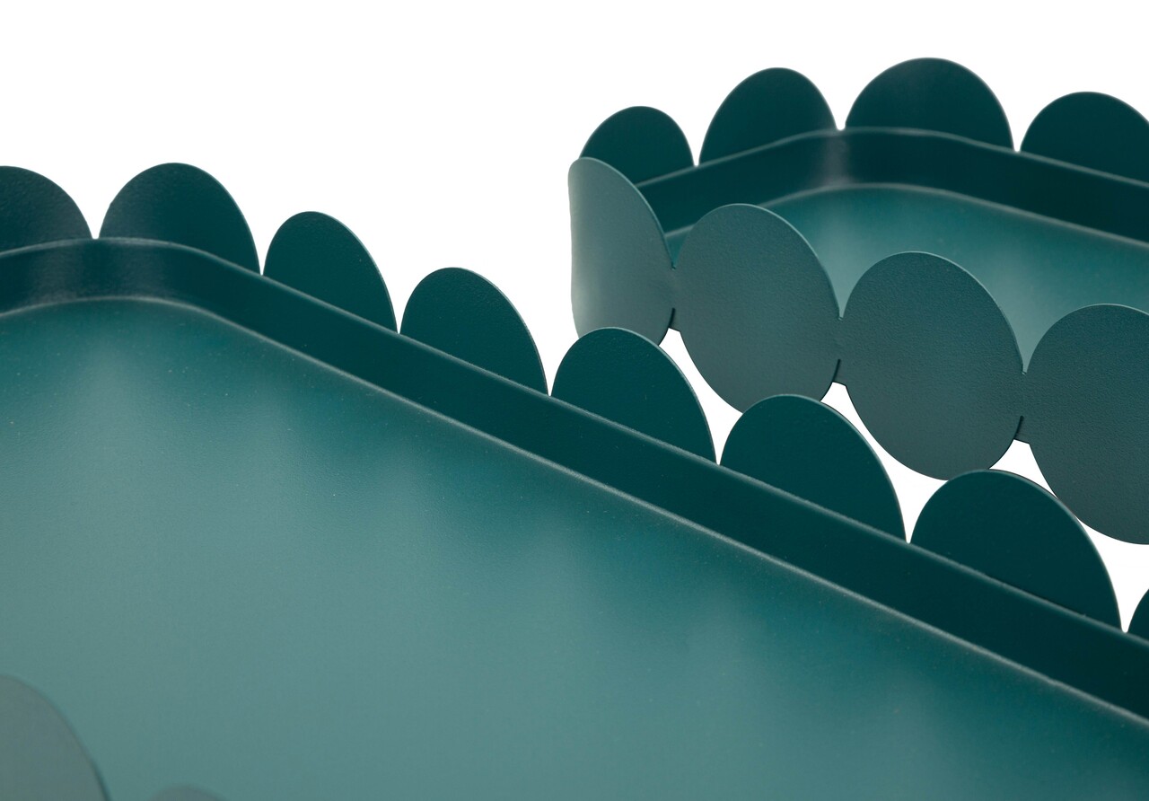 Set 2 tavi decorative, Mauro Ferretti, Saturn Rectangular, 40x16.5x4.5 cm, metal, turcoaz - imagine 3