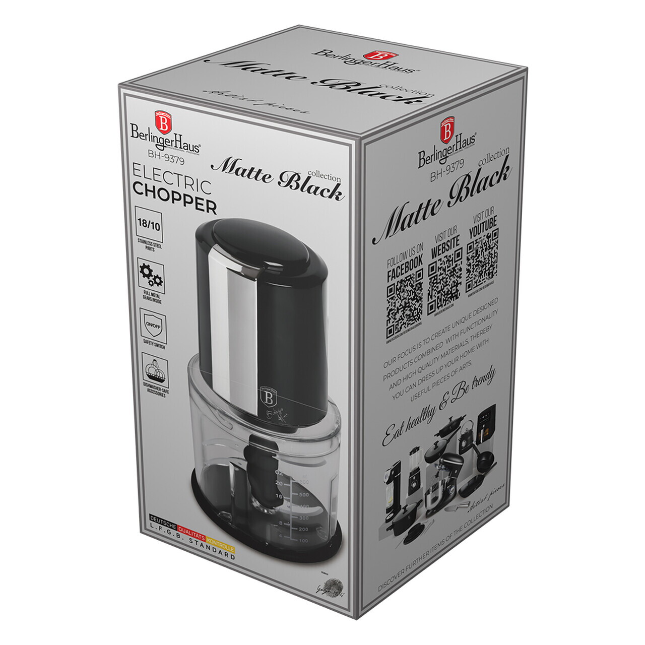 Tocator 2 in 1 Berlinger Haus, Black Silver, 600 ml, plastic, negru/transparent - imagine 9