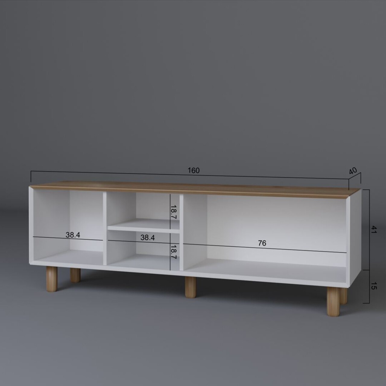 Comoda TV, Hanah Home, Bohemian 1600-143, 160x56x40 cm, Stejar - imagine 8