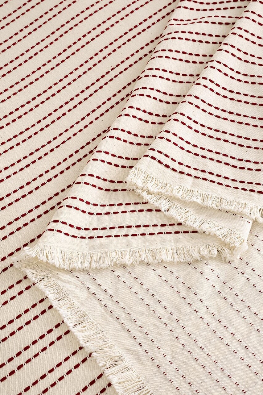 Cuvertura matlasata dubla, Loom - Burgundy, DC Home, Bumbac