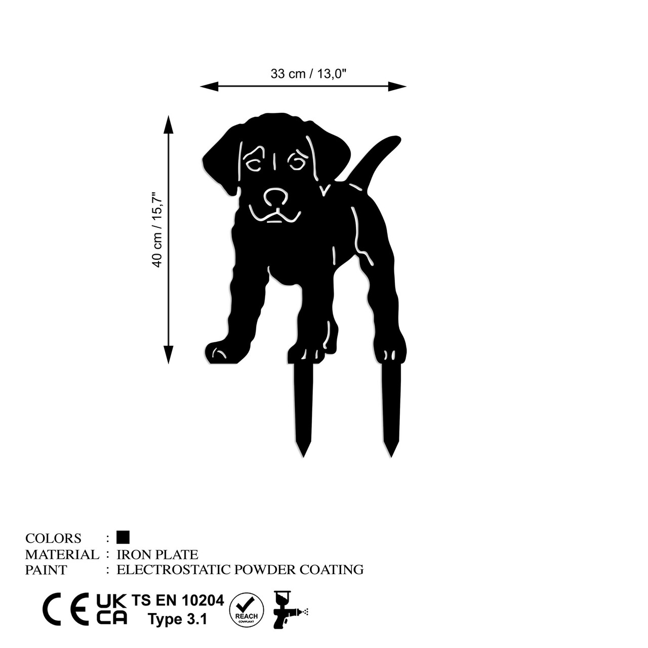 Obiect decorativ de grădină, Amicable 01, 40x33 cm, Negru - imagine 6