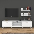 Comoda TV cu 2 rafturi M48 - 1048, Wren, 180 x 35 x 48.6 cm/60 cm, white