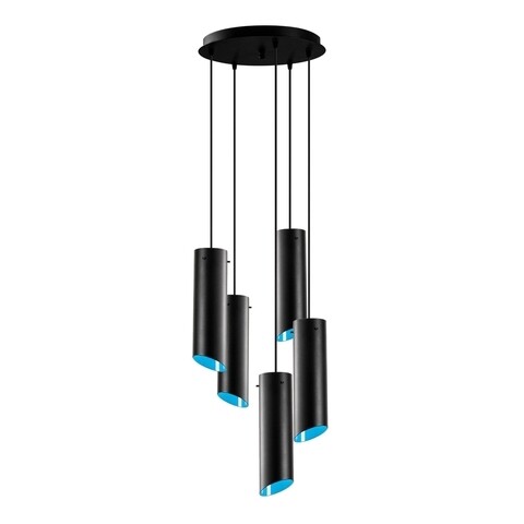 Lustra Sivani MR - 971, Opviq, 45 x 114 cm, 5 x E27, 100W, negru/albastru