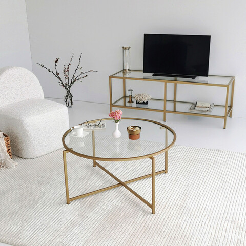 Masuta de cafea, Neostill, Gold Sun S404, 83x40x83 cm, Auriu mezoni.ro