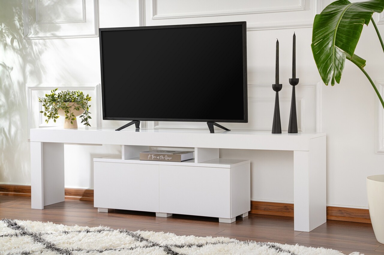Comoda TV, Nordure, Enclave, 180x50x31.3 cm, Alb natural