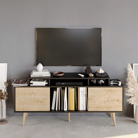 Comoda tv, retricy, char, 160x35x70.8 cm, pal, negru / safir