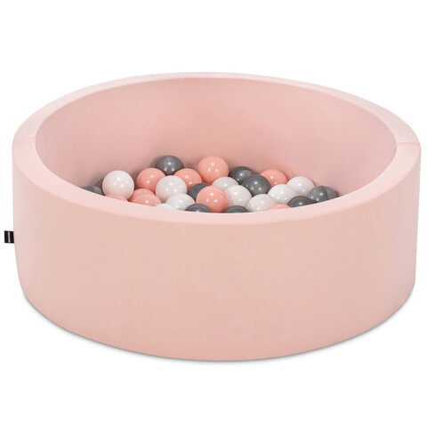 Piscina cu bile, Bubble Pops v13, 150 bile, Ø85 x 30 cm, bumbac/plastic, roz 150