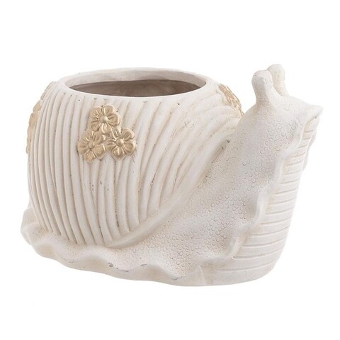 Ghiveci Snail, InArt, ceramica, 27x16x15, alb/auriu