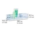 Polita pentru baie, Wenko, Maxi Quadro Vacuum-Loc®, 38.5 x 8.5 x 14.5 cm, inox/plastic