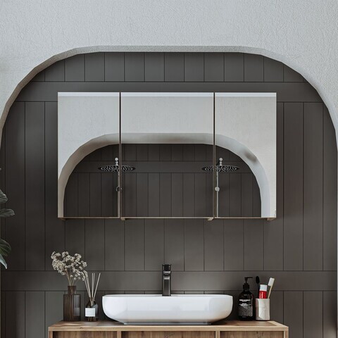 Dulap de baie cu oglindă, Hanah Home, 2215, 105x60x14.2 cm, MDF, Maro