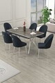 Set masa extensibila si scaune (7 piese), Hanah Home, Sim, Antracit / Crom