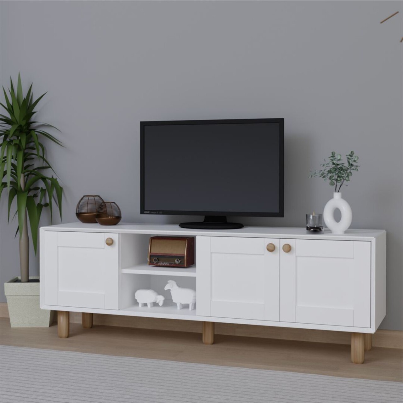 Comoda TV, Miwood, Bohemian 1600-70, Alb - 1 | YEO