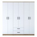 Dulap pentru haine, Rani, BA115, 180x190.8x47.3 cm, PAL, Nuc/Alb