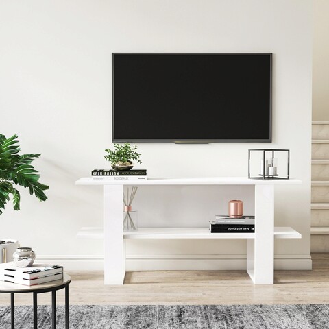 Comoda tv, minima, cornellia, 120x55x35 cm, alb