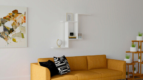 Raft de perete, puqa design, mercan, 80x80x14 cm, pal, alb