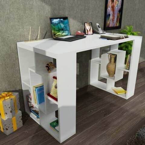 Birou Wooden Art, Valancia White, 120×73.8×60 cm mezoni.ro