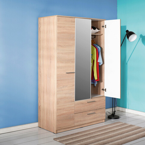 Dulap pentru haine, Adore, GRD-733-SD-3, 109x184x52 cm, PAL, Sonomo / Diamond / Alb 109x184x52 imagine 2022