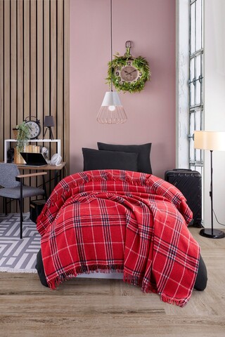 Patura Single, Warm Soft - Red, Eponj Home, 70% bumbac/30% acril