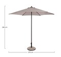 Umbrela pentru gradina/terasa Delfi, Bizzotto, Ø270 cm, stalp Ø38 mm, otel/poliester, gri/grej