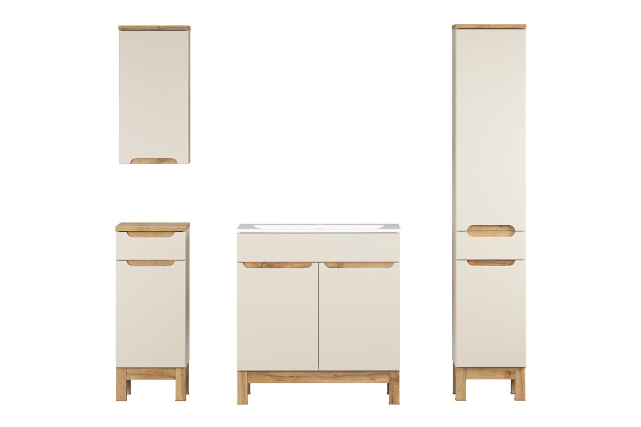 Set mobilier baie Bali Cashmere Sky 80 cm, dulapuri si masca cu lavoar, Comad, MDF/PAL, casmir - view 3
