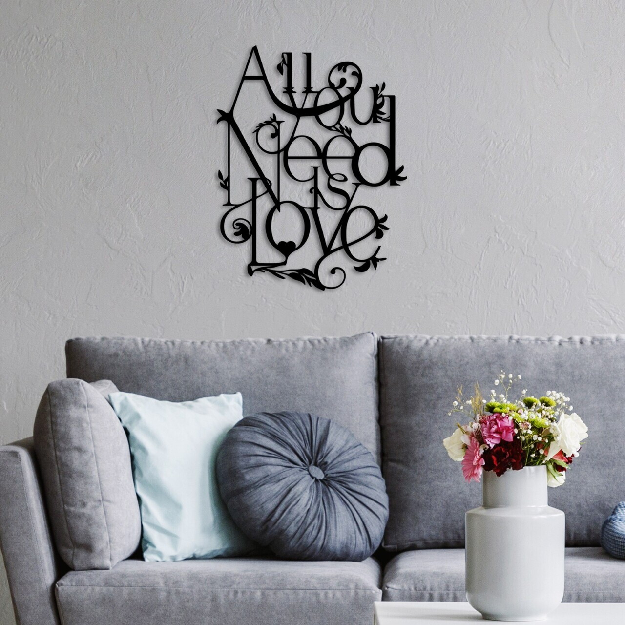 Decoratiune de perete, All You Need is Love, Dimensiuni: 44 x 57 cm , Negru — imaginea 2