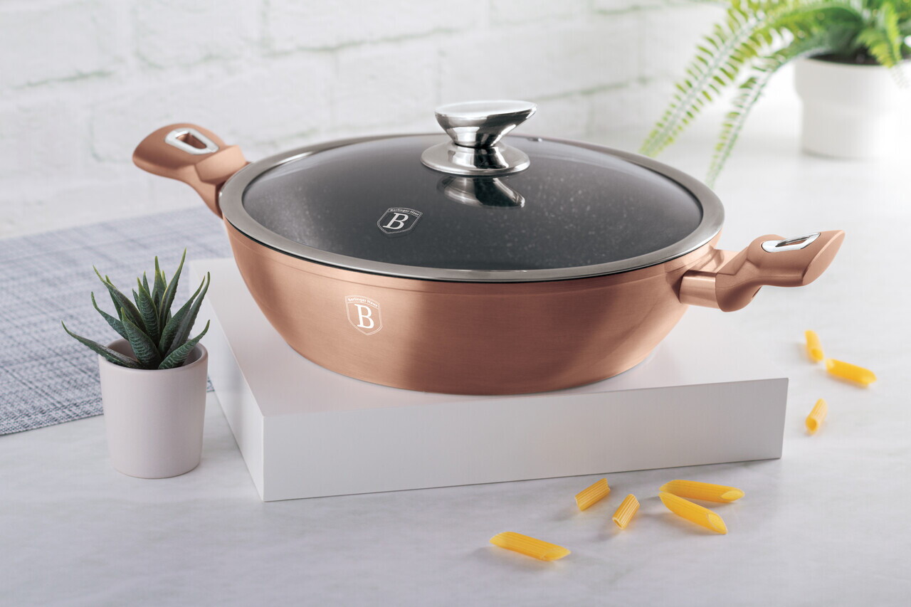 Oala cu capac Berlinger Haus, Rose Gold, 28 cm, 3.8 L, aluminiu forjat, roz - imagine 4