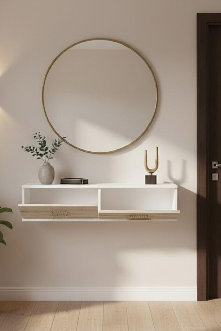 Dulap, Hanah Home, Ida 120, 120x25.5x29.6 cm, Alb / Travertin — imaginea 3