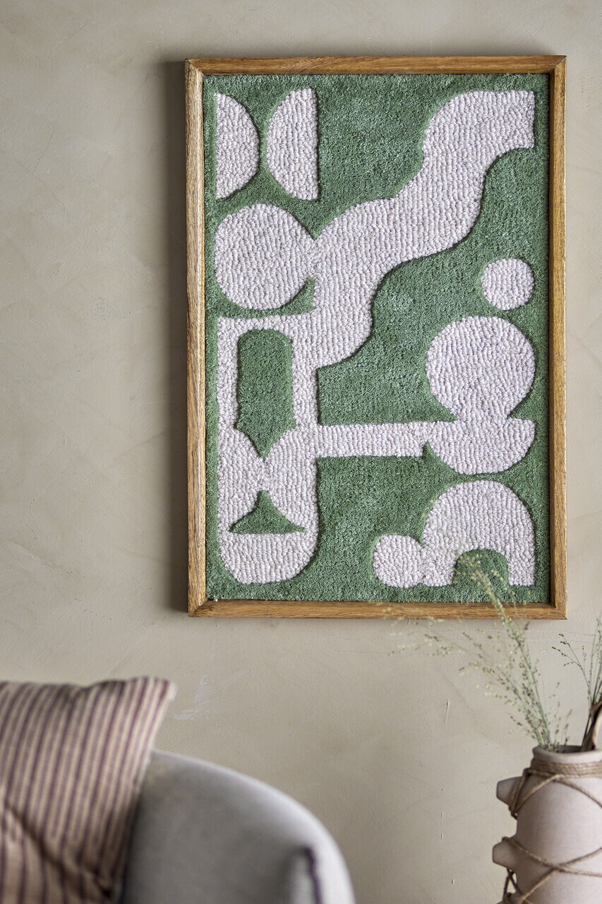 Decoratiune de perete, Bloomingville, Longton, 45x65 cm, lana/lemn de mango, verde - imagine 5